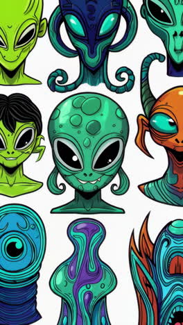 whimsical cartoon alien characters collection