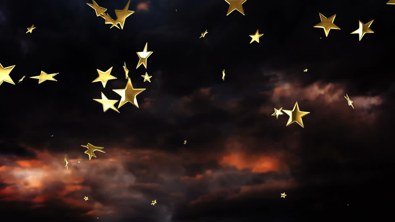 검은 바탕 에 있는 구름 과 별 들 의 애니메이션