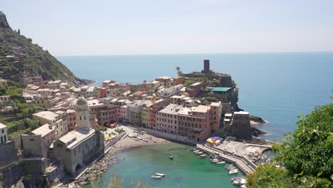 one of the five beautiful villages of cinque terre with colorful houses on a cliff by the sea