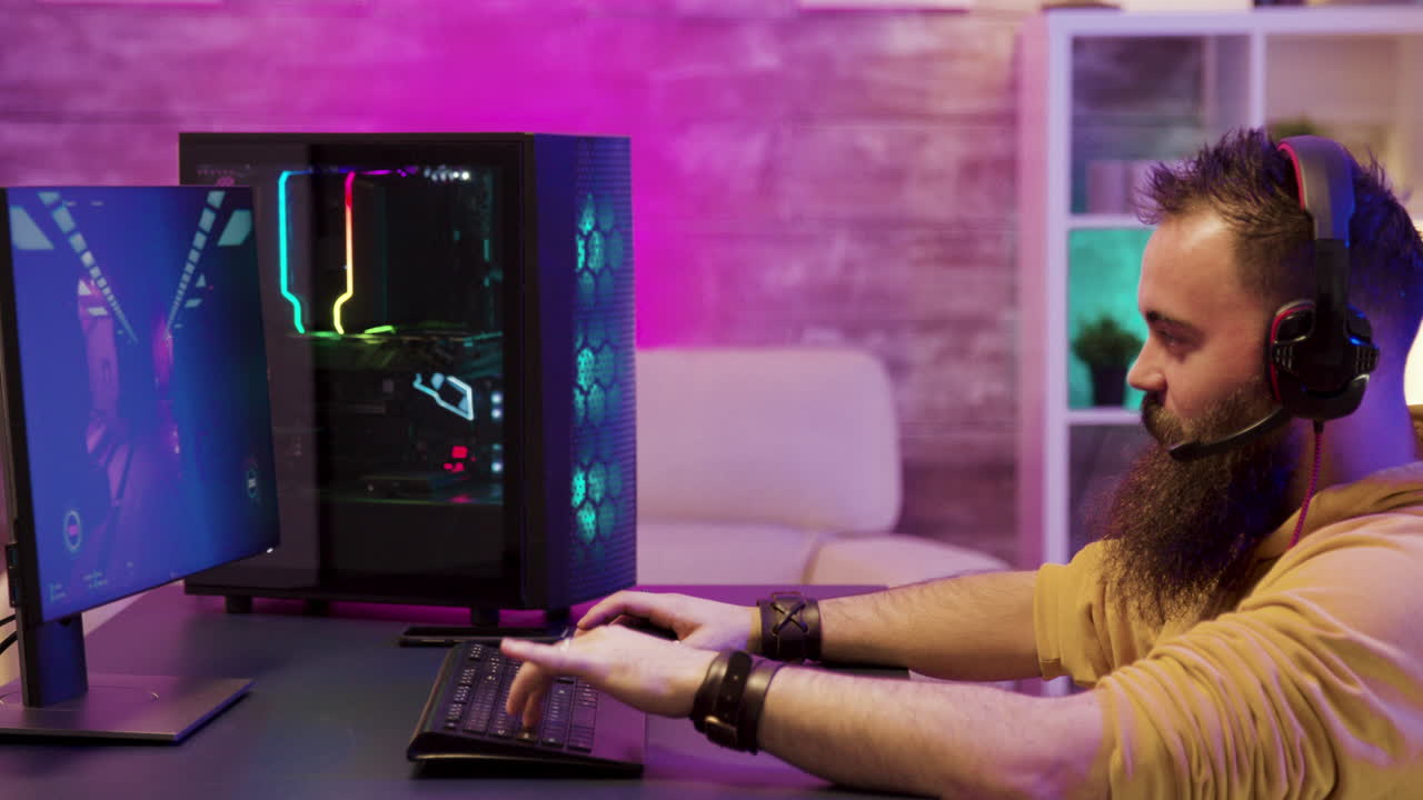 Man Gaming on Computer