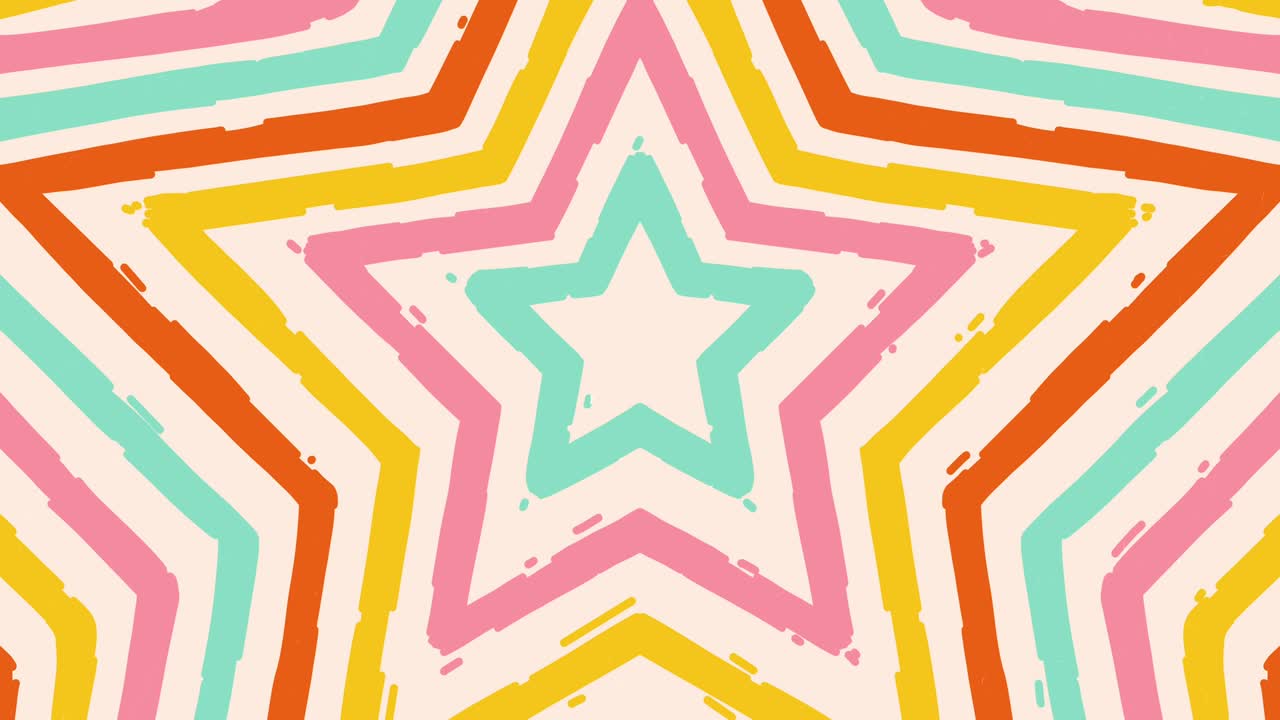fondo retro dibujado a mano con estrellas. estilo animado de los años 70 en bucle fondo vintage con estrellas. estética abstracta patrón de moda.