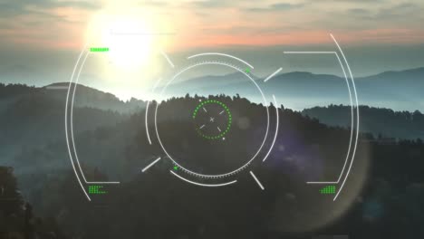 Animation-Des-Scope-Scannens-Und-Der-Datenverarbeitung-über-Der-Landschaft