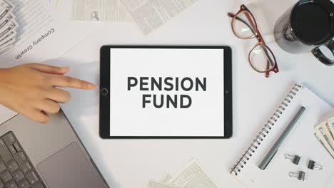 pension fund displaying on a tablet screen