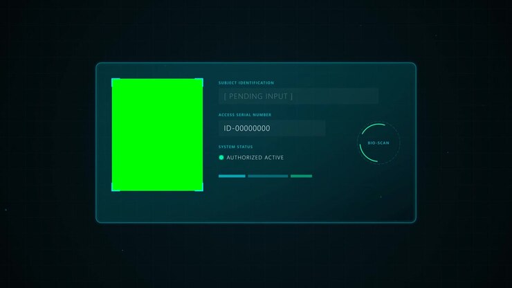 Futuristic Digital Interface with Green Screen Placeholder for Biometric Scanning