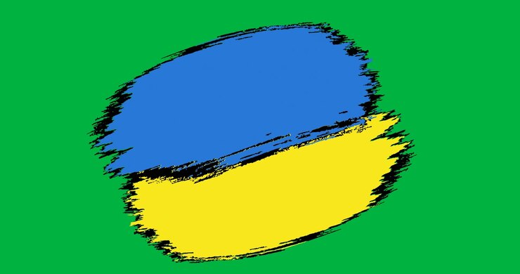 Animazione digitale di un banner con il design della bandiera ucraina e spazio per il testo su sfondo trasparente