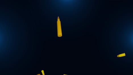 shiny gold round pistol bullets floating space saving and killing concept 3d concept of war criminal