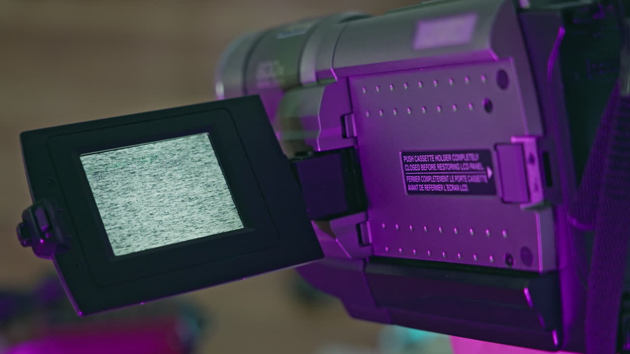 Vintage Camcorder Displaying Static on Screen