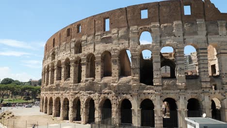 interior wall of colosseum, wide shot frame