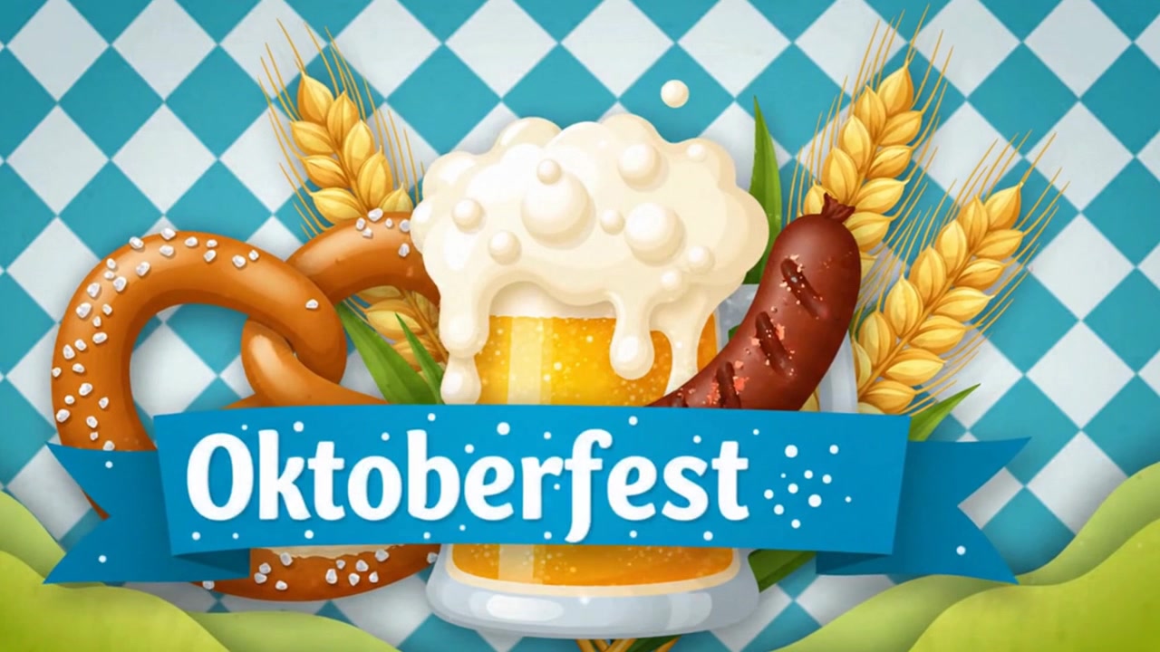 Oktoberfest festival animation med øl og kringle