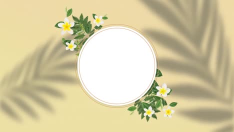 Animation-of-floral-pattern-with-copy-space-on-beige-background