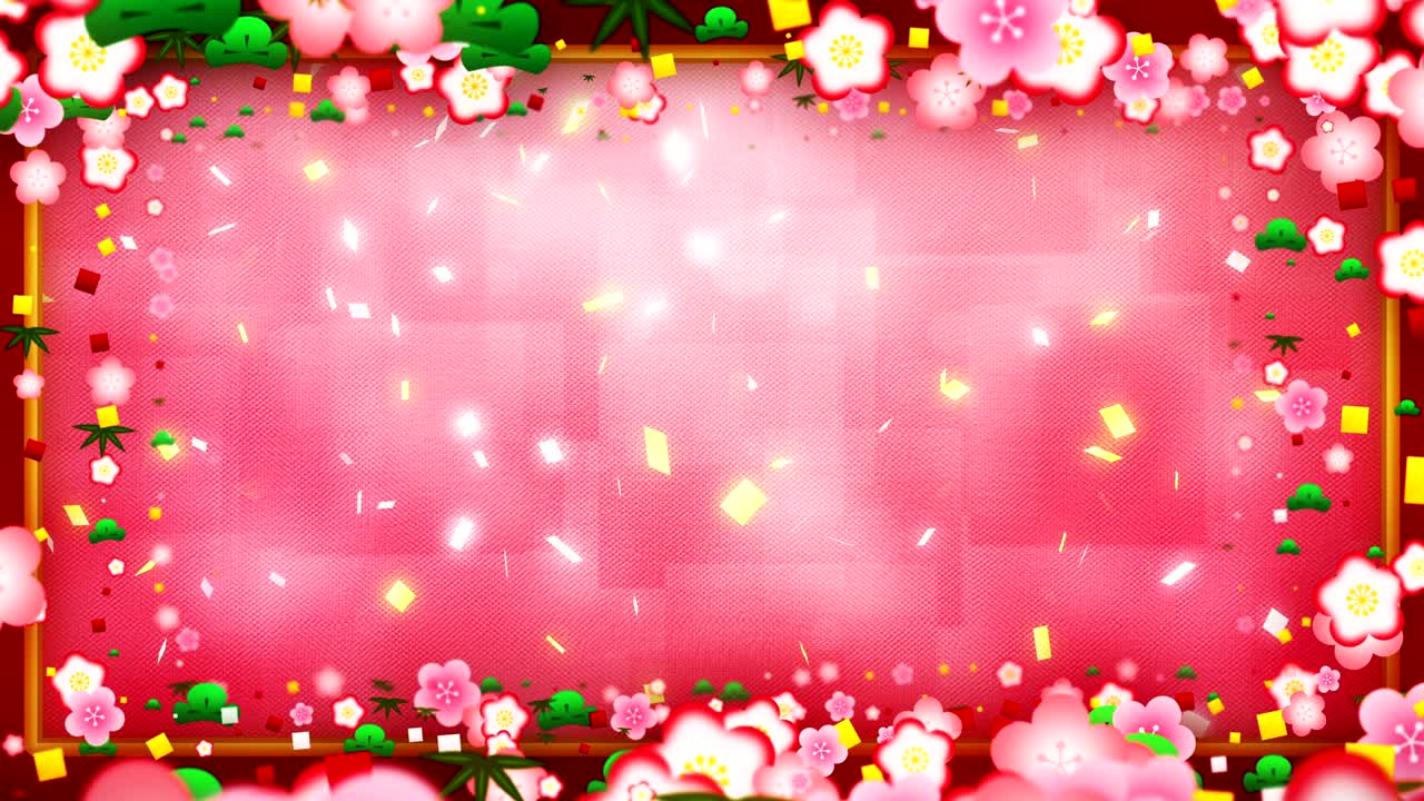 새해 일본 패턴, 은 배경, 루프 애니메이션