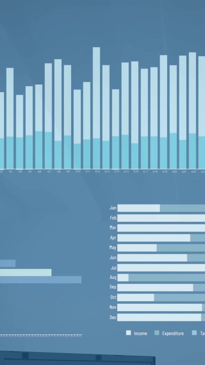 Animation of statistical data processing against empty office