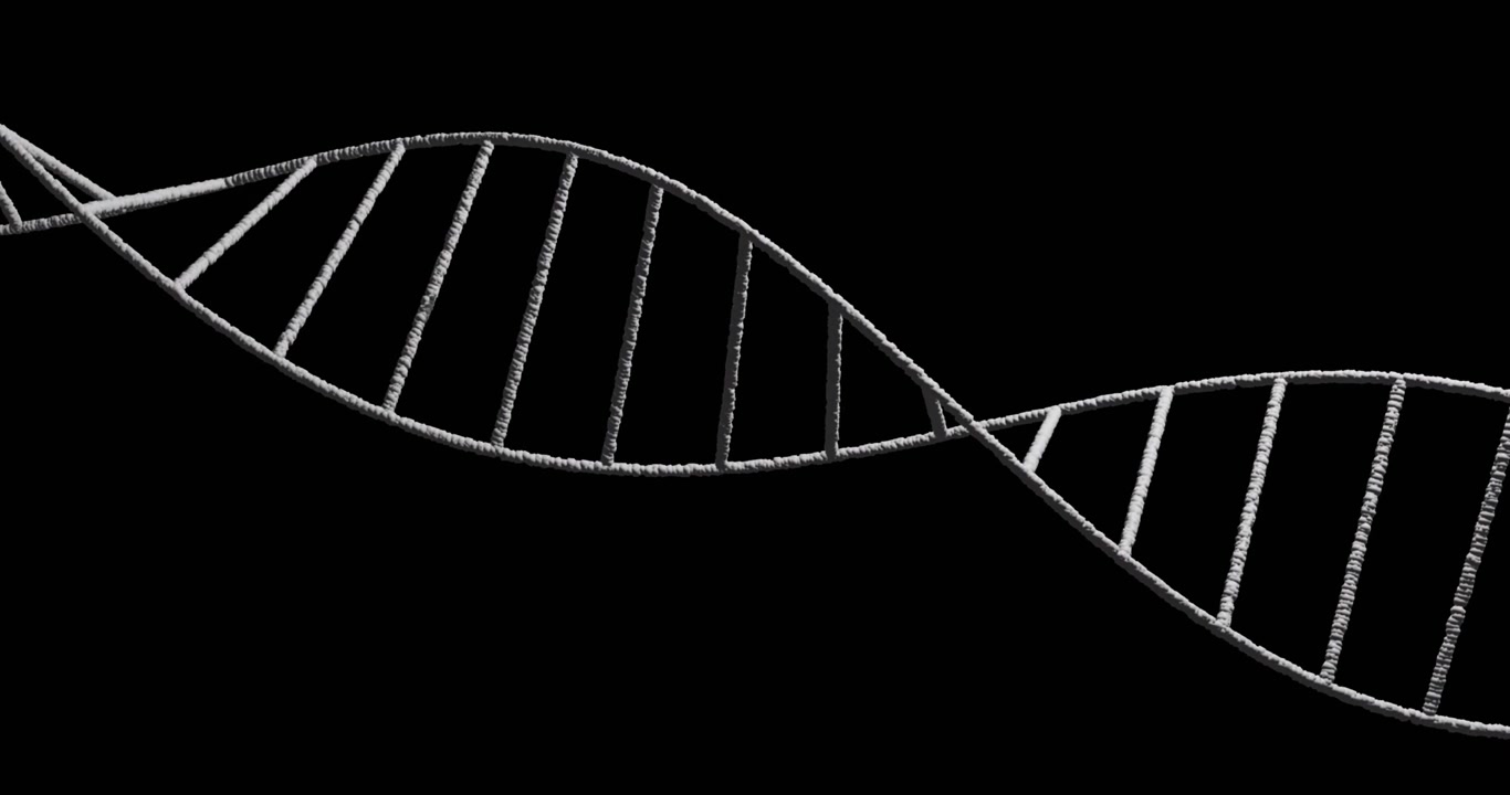 Siyah Arka Plan Üzerinde Dönen DNA Çift Sarmal Yapısı