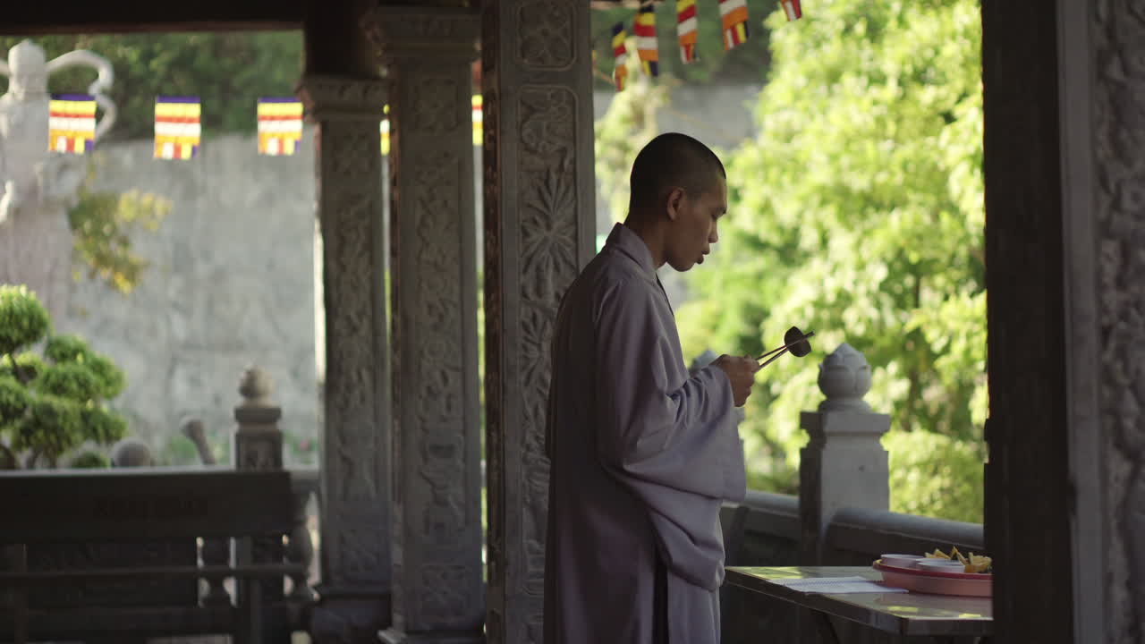 Buddhist Monk in a Temple