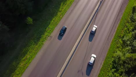 highway with car aerial view