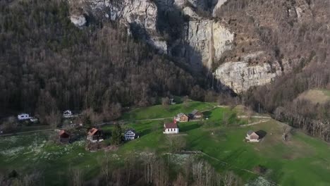 aerial view of amden in the glarus region, switzerland