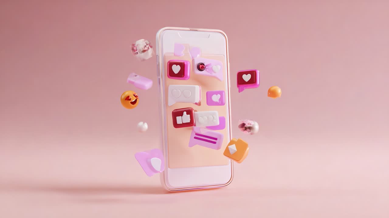 A Vibrant Display of Social Media Icons Surrounding a Mobile Phone, Capturing the Essence of Digital Communication and Online Interaction in an Engaging Visual Composition