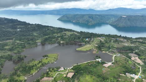 lakes of toba and pea aeknetonang located in north sumatra, indonesia