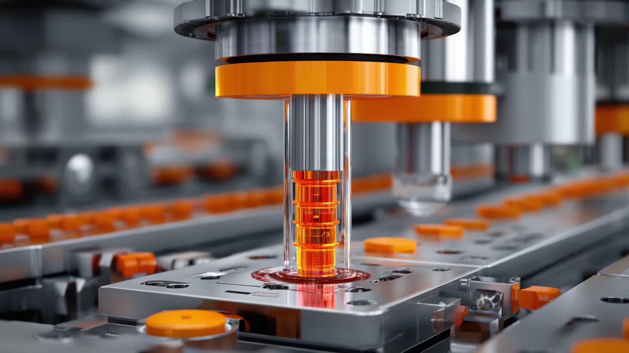 Intricate Mechanism of a Precision Manufacturing Process Captured in Two Frames: Highlighting Automation with Advanced Technology and Fluid Transfer Components