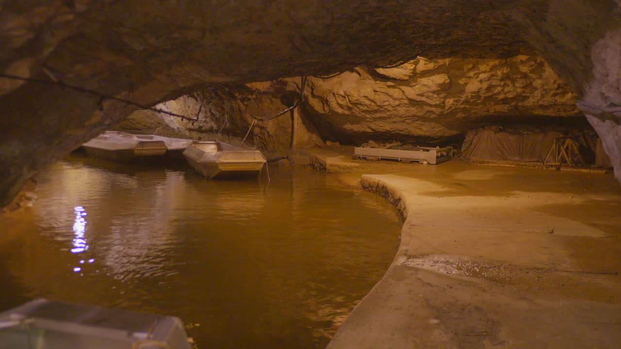 Calm underground river scene at Labouiche, France, evoking tranquility