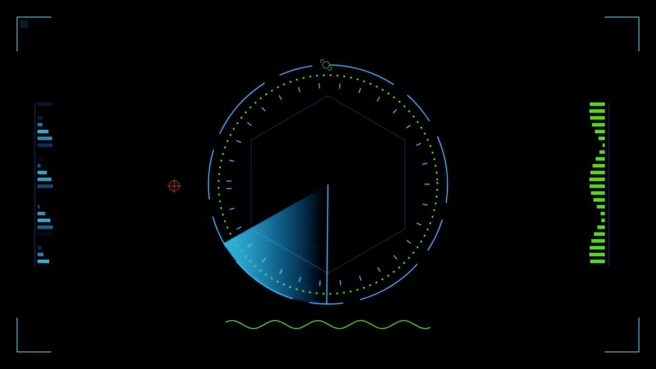 Futuristic Radar Interface Scanning on Dark Background