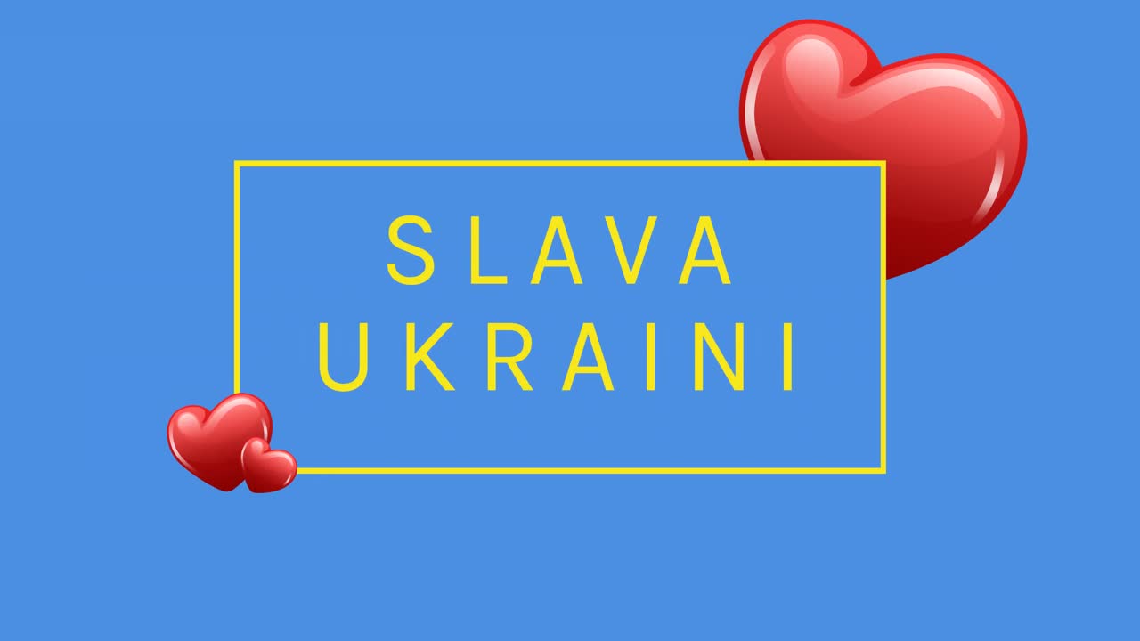 animación de slava ukraini texto sobre los corazones