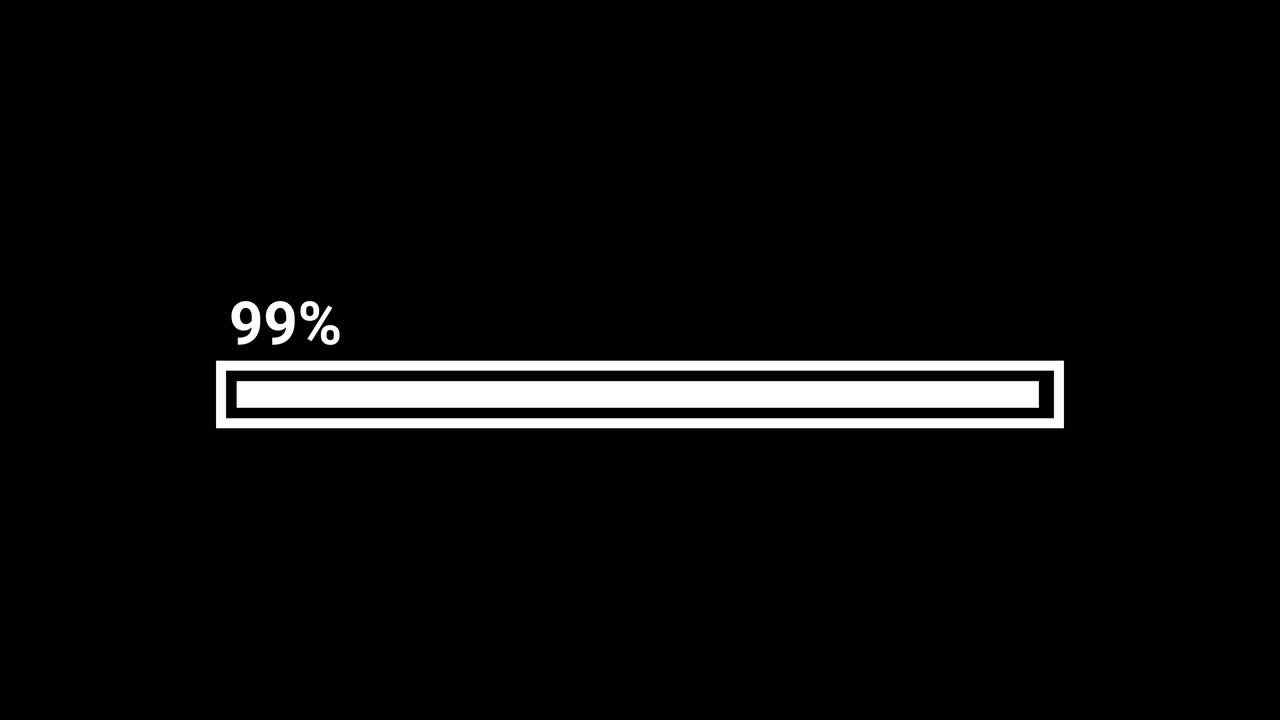 Digital Progress Bar Animation Filling Up on Black Background