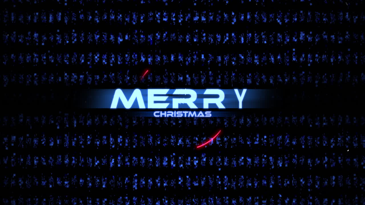 Merry Christmas on digital screen with HUD elements