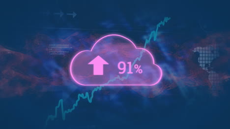 animación de la nube con un número creciente de gráficos y procesamiento de datos