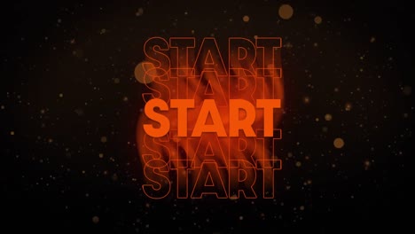 Animation-of-start-text-over-light-spots-on-black-background