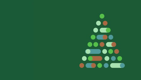Animation of christmas tree of green spots over green background