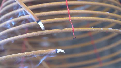 burned coil swirl incense in macau (macao) temple