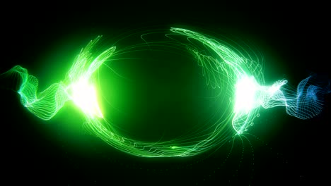 abstract green futuristic sci-fi plasma circular form with energy light strokes