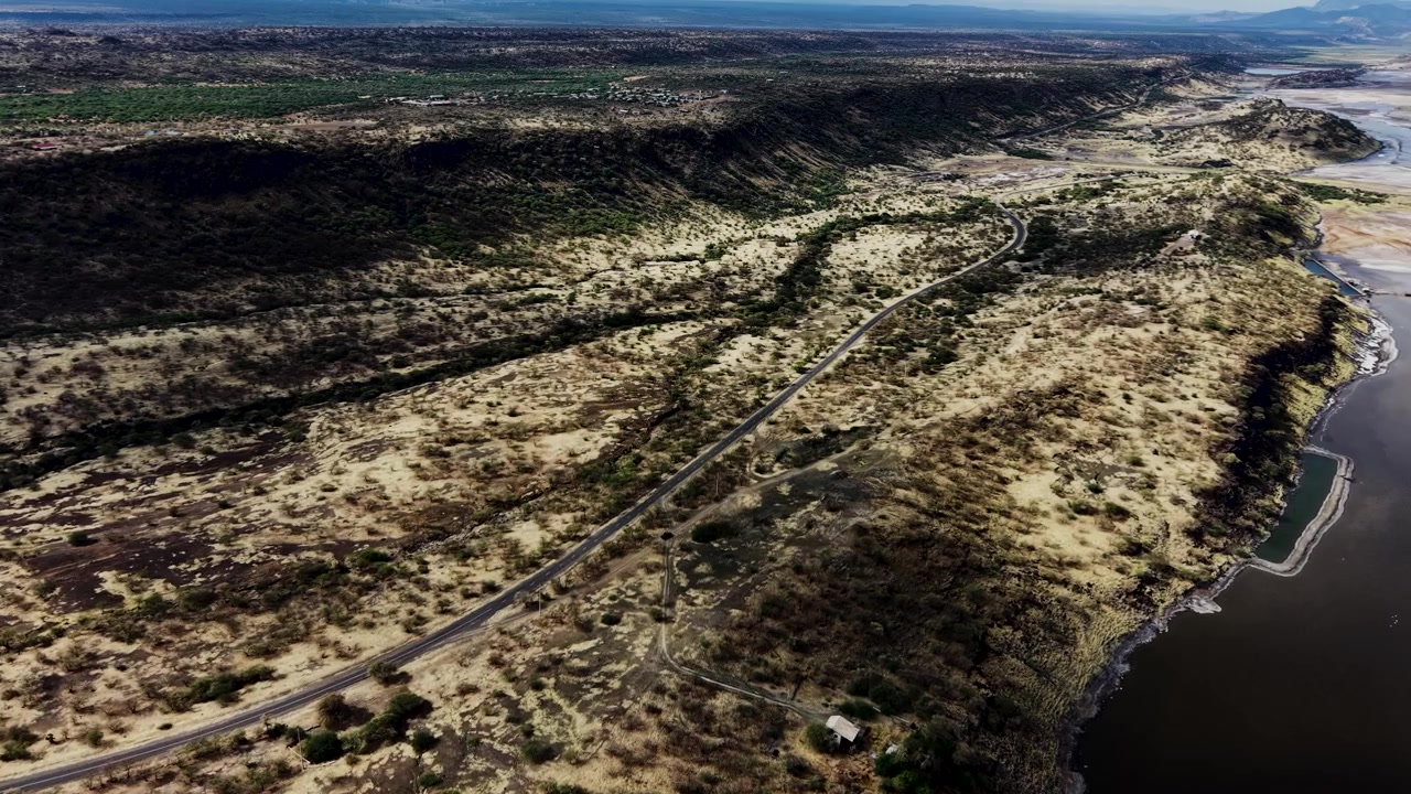 Lake Magadi kenya Sodaash Alkaline water salt lake Trona mineral deposits rift valley kenya . kenyan lake with Trona.