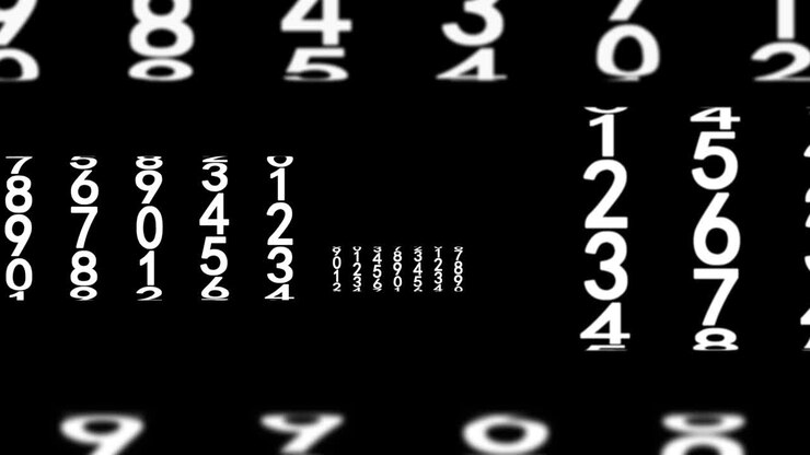White numerals on black
