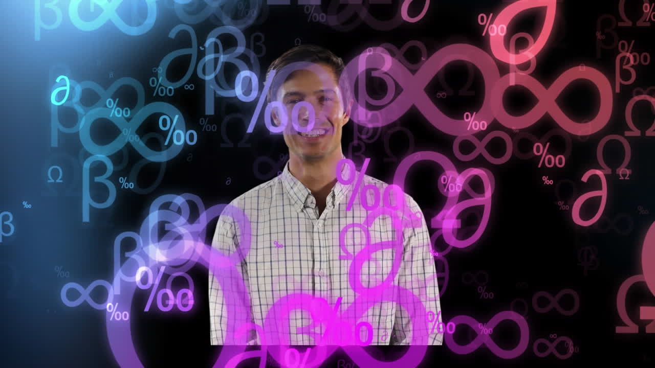 행복한 사람 위의 수학 방정식의 애니메이션