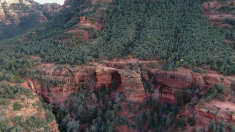drone shot of rock formation near sedona