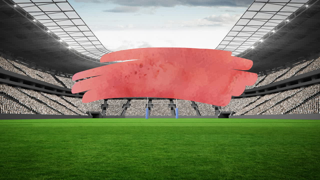 스포츠 경기장 위의 복사 공간과 함께 녹색 스키글의 애니메이션