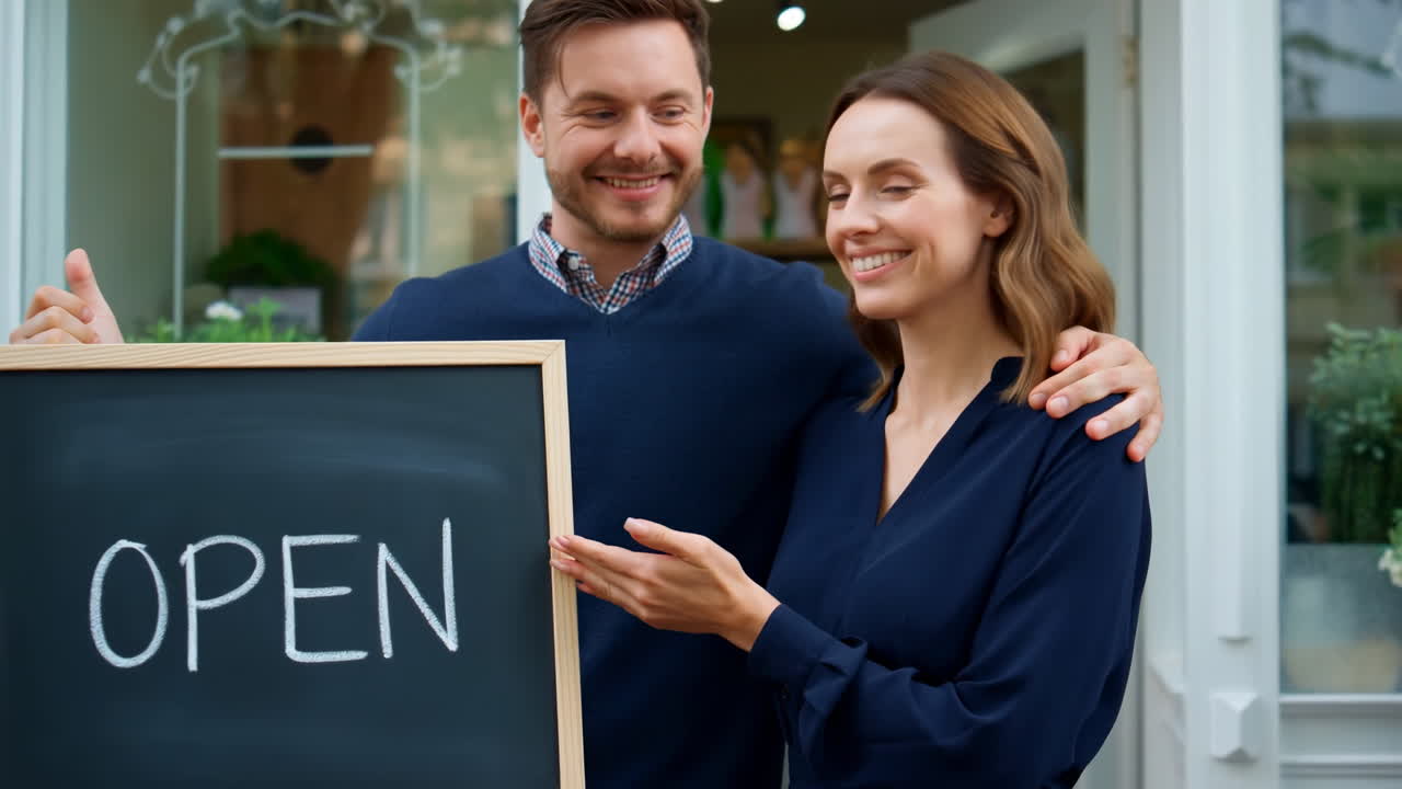 Casal inaugurando sua nova empresa