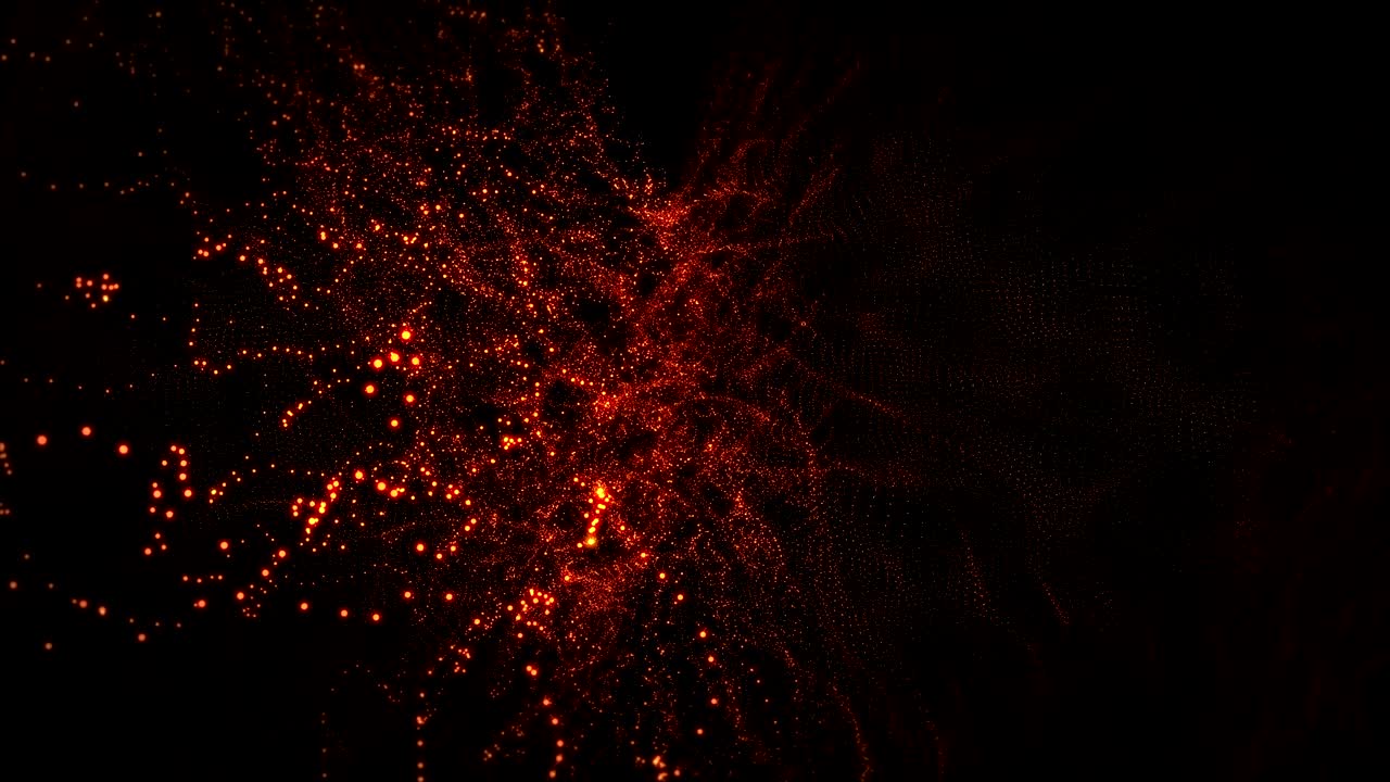 추상적인 입자 배경은 오렌지색과 4k입니다.