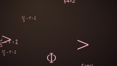 animación de fórmulas matemáticas que se mueven sobre un fondo marrón
