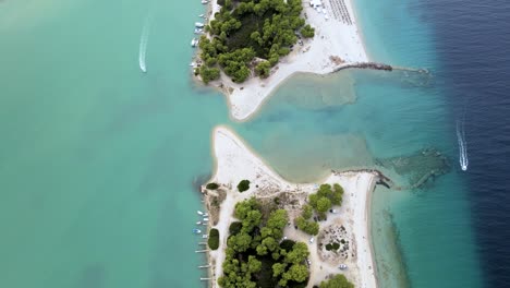 cinematic overhead 4k drone clip over a peninsula in paliouri, chalkidiki in north greece