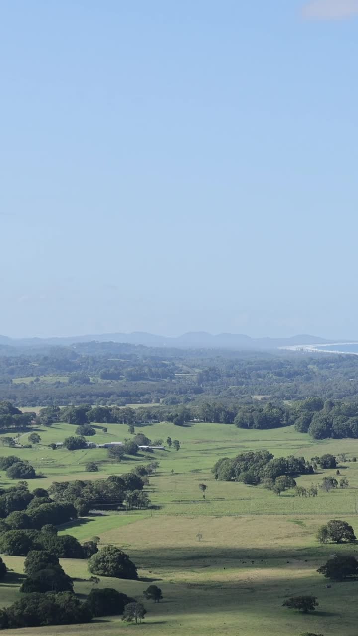 시간이 지남에 따라 울창하고 푸른 풍경의 공중 풍경