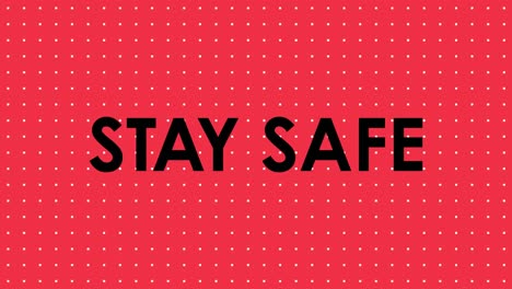 animation of words pandemic, stay home, stay safe written in black on pink background