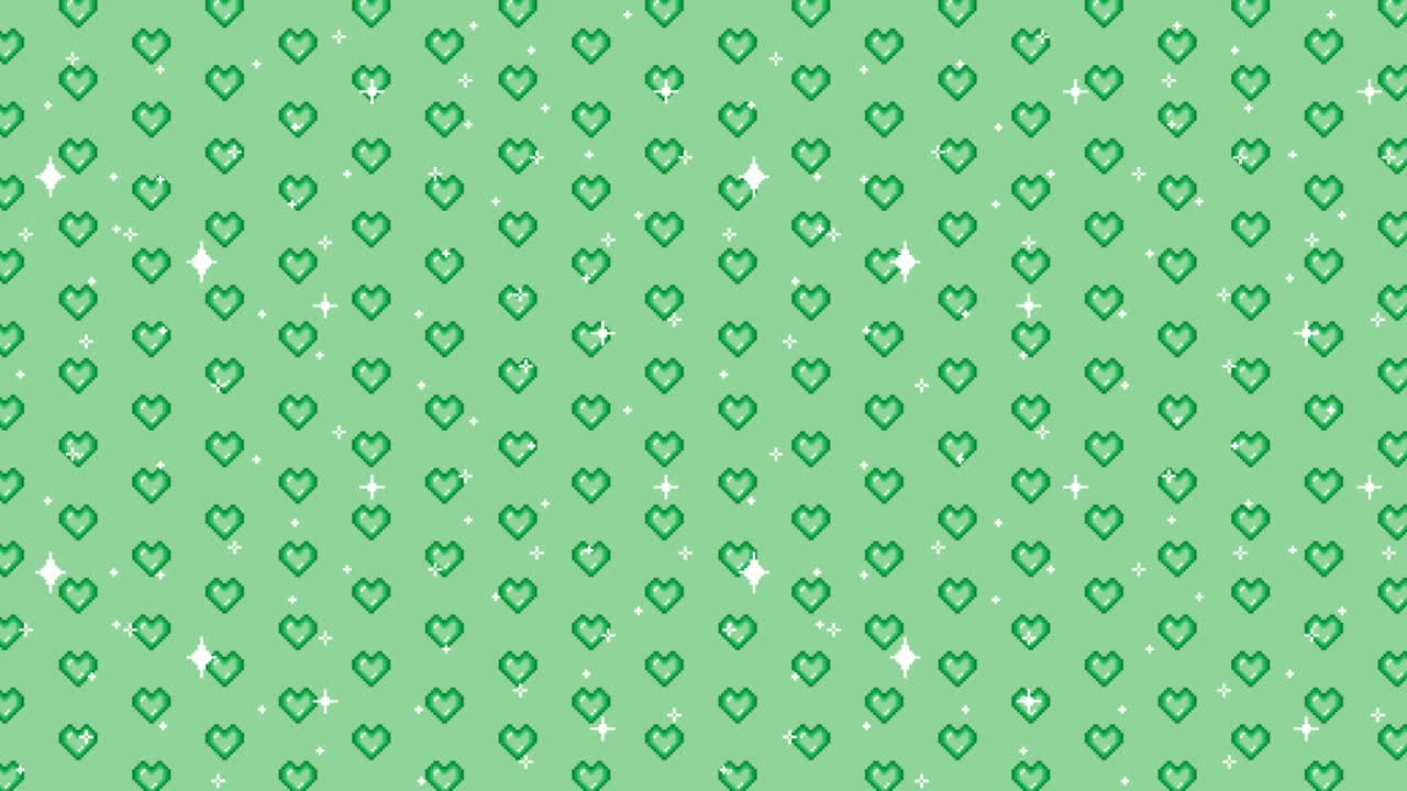 Green Pixel Heart Pattern Background