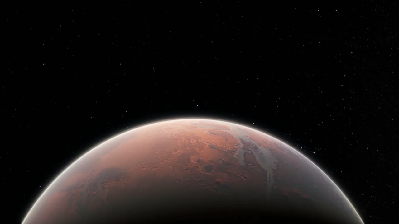 Space scene next to planet Mars