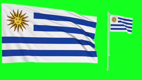 Greenscreen-Schwenkt-Uruguayische-Flagge-Oder-Fahnenmast