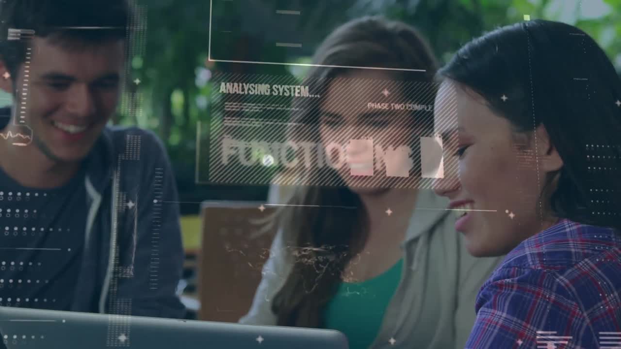 animación del procesamiento de datos sobre diversos estudiantes hablando