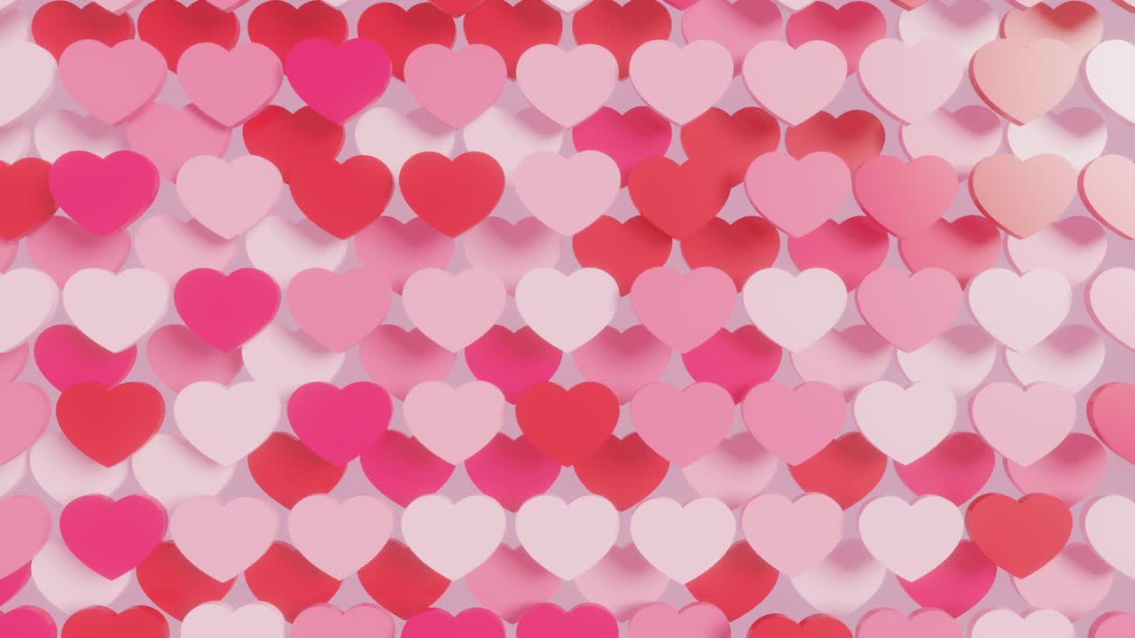 색 배경에 심장 모양을 렌더링하는 3d 렌더닝: 린타인 데이 로맨틱 배경 휴가 개념