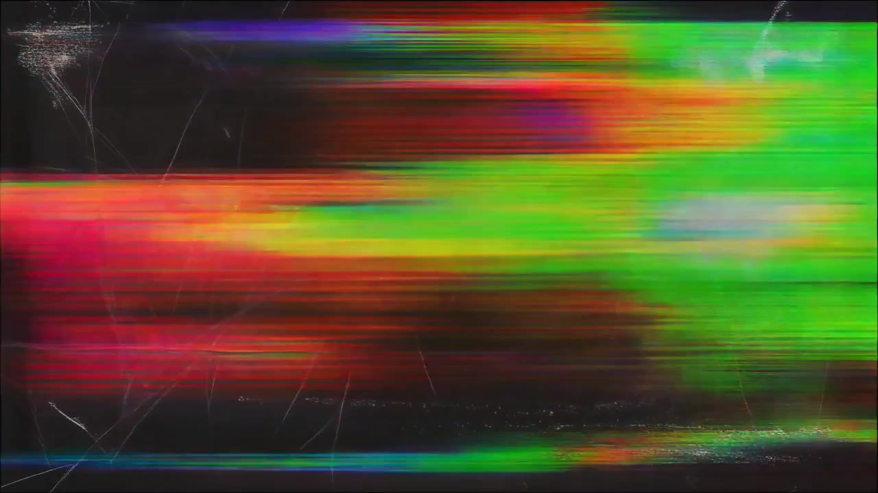 Digital Glitch Effect with Film Scratches and Noise Overlay